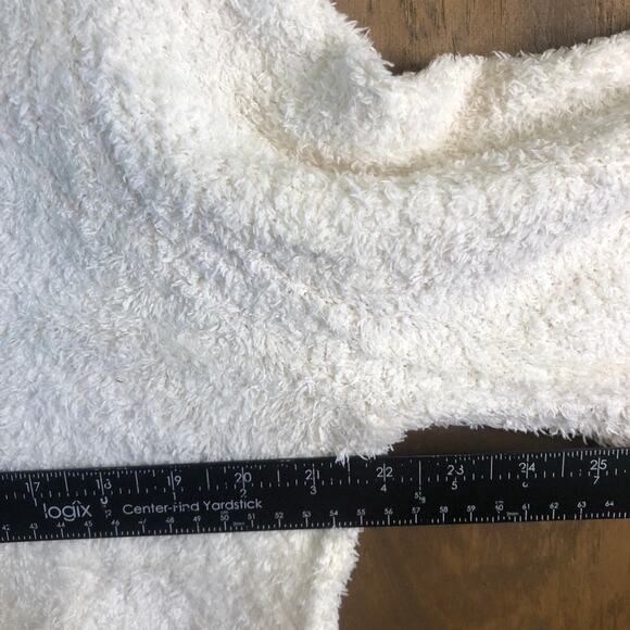 LC Lauren Conrad Womens Sweater White Pink Stripe Super Soft Puff Sleeve Large - Picture 9 of 14